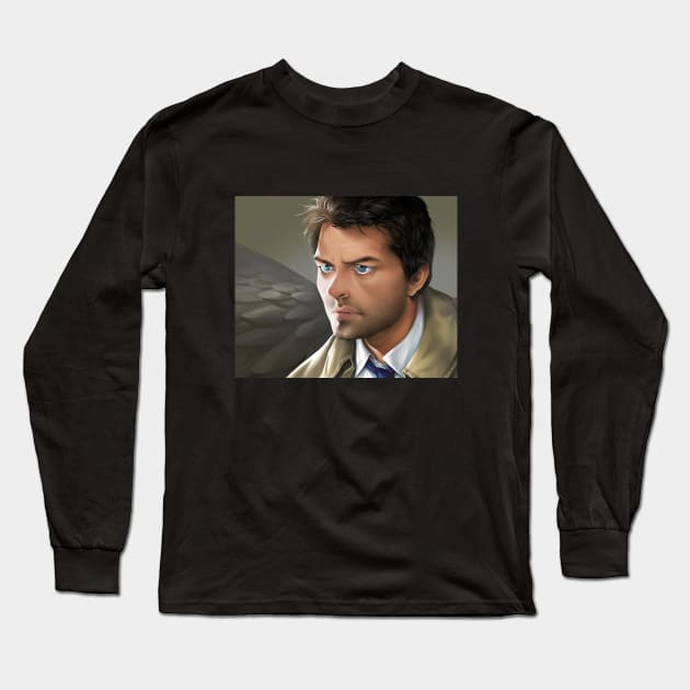 Castiel´s portrait Long Sleeve T-Shirt by GioGui